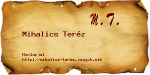 Mihalics Teréz névjegykártya
